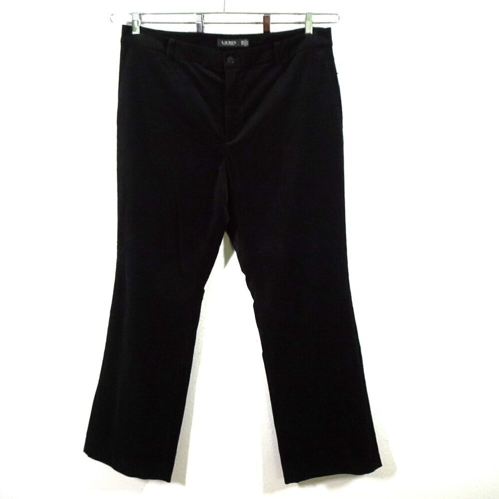Ralph Lauren Velvet Pants Women's Plus Size 18W Black Flared Cocktail Holiday